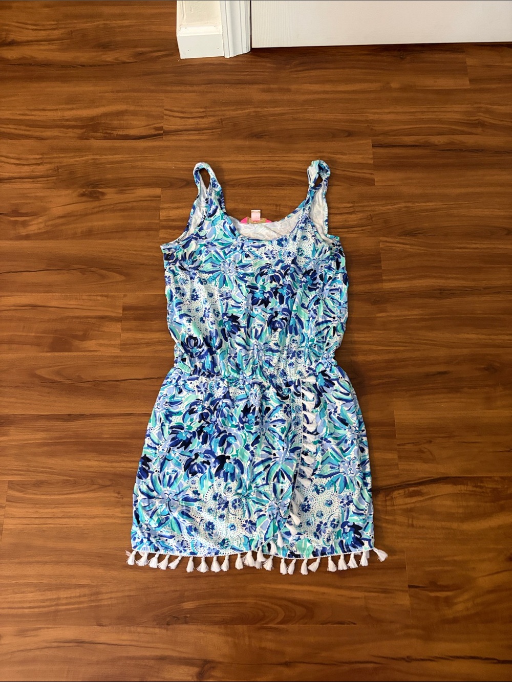 Lilly Pulitzer Blue & Teal Floral Tassel-Hem Romper